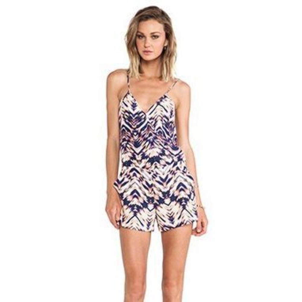 Parker Harrison Silk Romper In Deep Sea Sunrise Parke Size Small